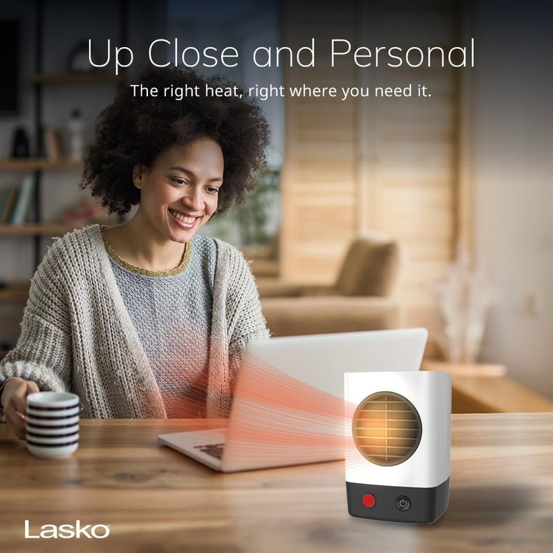 Lasko MyHeat Mini Personal Ceramic Space Heater for Home, Energy Efficient, Overheat Protection for Bedrooms, Offices, 6.2 Inches, 400W, White, 201 - Image 5